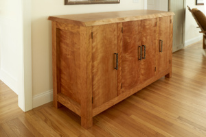 Live Edge Cherry Side Board; cabinet; highly figured; oil rubbed bronze hardware