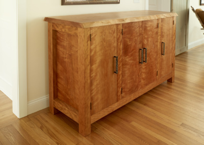 Live Edge Cherry Side Board; cabinet; highly figured; oil rubbed bronze hardware