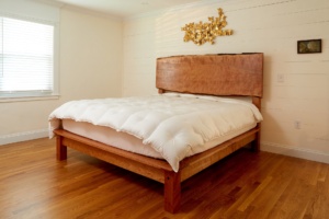 king size lived edge cherry bed; handmade solid cherry bed; contemporary