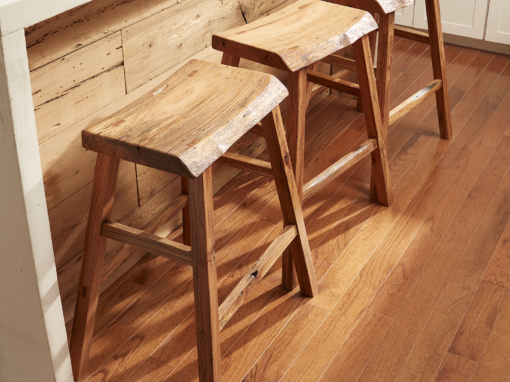 Single Live edge Swamp Oak kitchen bar stools