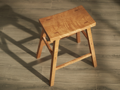 top view of a classic handmade cherry barstool