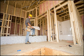 If soundproofing is a priority in new construction, absorbing material should be placed in walls, ceilings and floors. Photo courtesy of Quiet Solution.