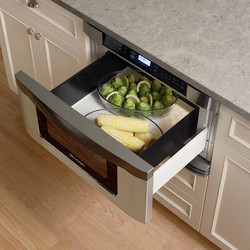 The Sharp Microwave Drawer allows for easy and safer food access.