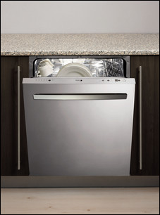 The Fagor Tall Tub Dishwasher conserves water by only adding fresh water as needed during the wash cycle.