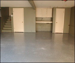 Transformation: Here’s the end result after the floor was cleaned with a pressure washer and coated with Thompson’s Water Seal Garage Floor Epoxy Coating. Photo courtesy of Thompson’s Water Seal.