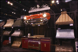 Metallo Arts’ ’57 Chevy Bel Air hood on display at the 2008 Kitchen/Bath Industry Show and Conference.