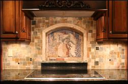 A kitchen backsplash mosaic by Tile By Design. Photo courtesy of Tile By Design.