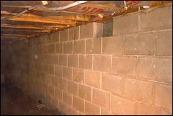 BEFORE. An encapsulation system seals the walls and the dirt floor of the crawl space. Photo courtesy of the Crawlspace Doctor.