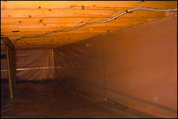 AFTER. An encapsulation system seals the walls and the dirt floor of the crawl space. Photo courtesy of the Crawlspace Doctor.