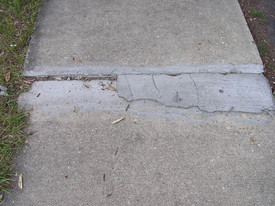 This concrete repair effort was inadequate. Proper concrete repair will result in a lasting solution. Photo courtesy of Karen Queen.
