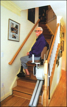 An inclined stair lift provides access that is suitable for some homeowners. The lift seat swivels forward to allow the user to seat him- or herself then sideways for transit. Installation costs for these lifts vary with the complexity of your stair arrangement. In most cases, this is the lowest cost accessibility option, if it meets your needs.